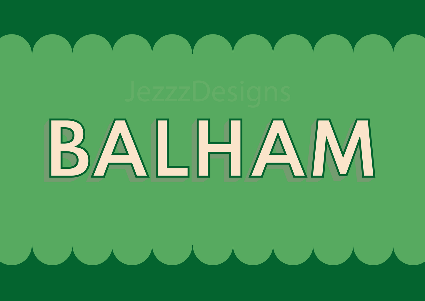 Balham, Scalloped Sign - Art Print