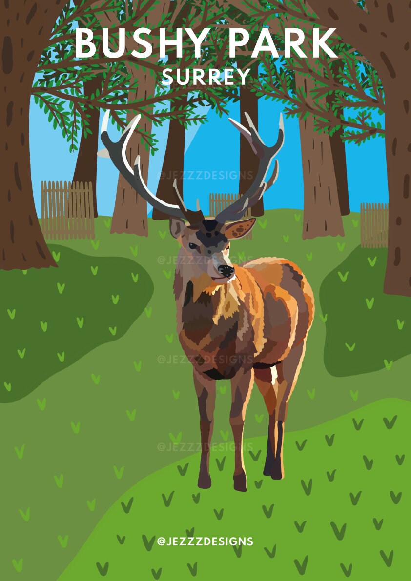 Bushy Park, Deer - Art Print