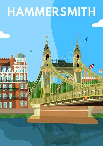 Hammersmith Bridge, London - Art Print