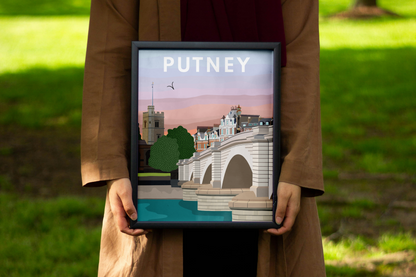 Putney Bridge Riverside - Graphic Art Print