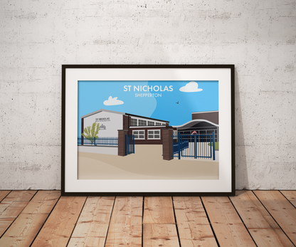 St Nicholas School, Shepperton - Art Print