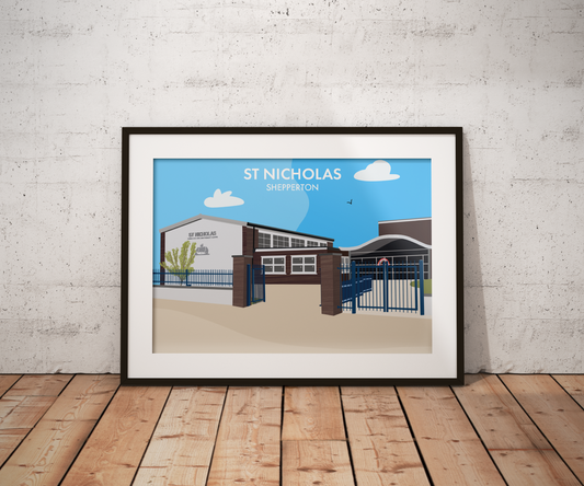 St Nicholas School, Shepperton - Art Print