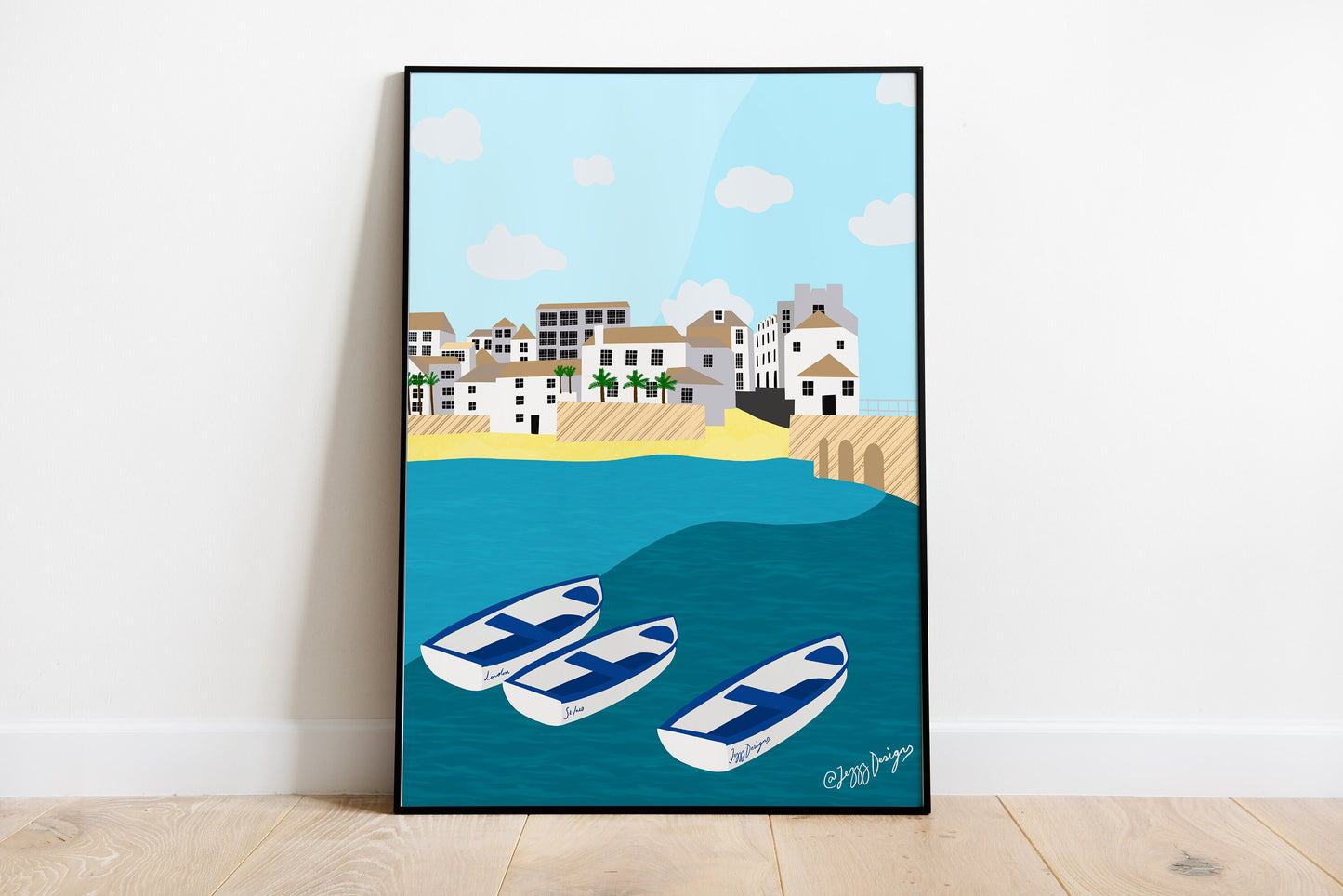 St Ives, Cornwall - Digital/graphic print of stunning beach and boats.