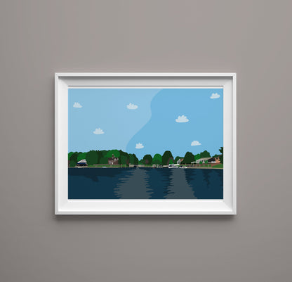 River Thames View from Weybridge of Shepperton - Digital Art Print