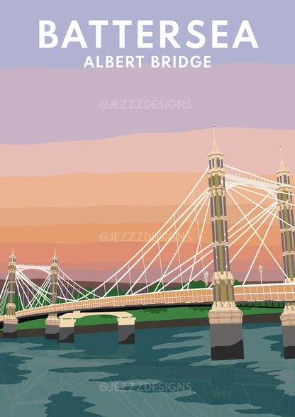 Albert Bridge, Chelsea & Battersea Print