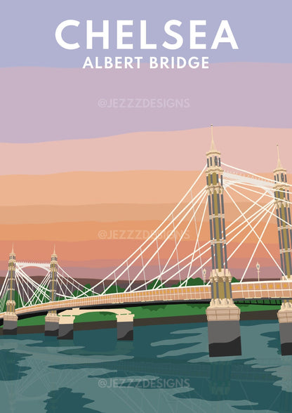 Albert Bridge, Chelsea & Battersea Print