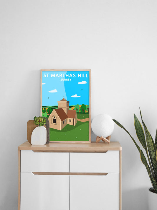 St Martha's Hill - Surrey Hills, Graphic Art Print