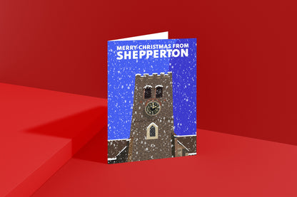 Christmas in Shepperton, Surrey, Middlesex - Christmas Cards (The Ferry, The Lock, The Church & Church Square)