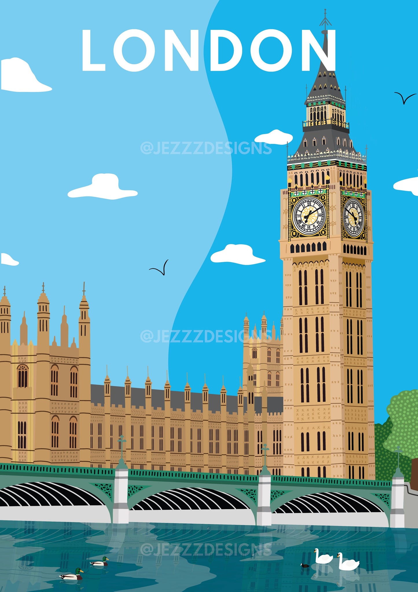 London, Big Ben - Digital Art Print