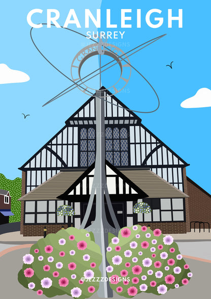 Cranleigh Village Hall, Surrey - Digital Art Print