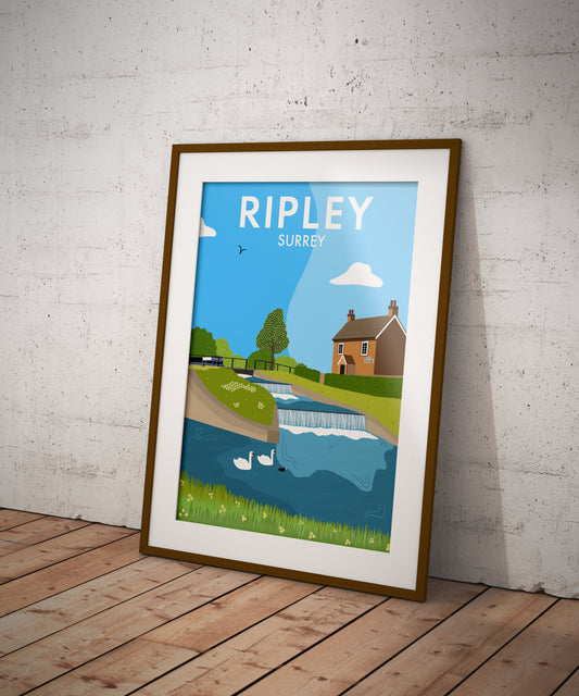 Ripley/Send, Papercourt Lock, Surrey - Digital Art Print