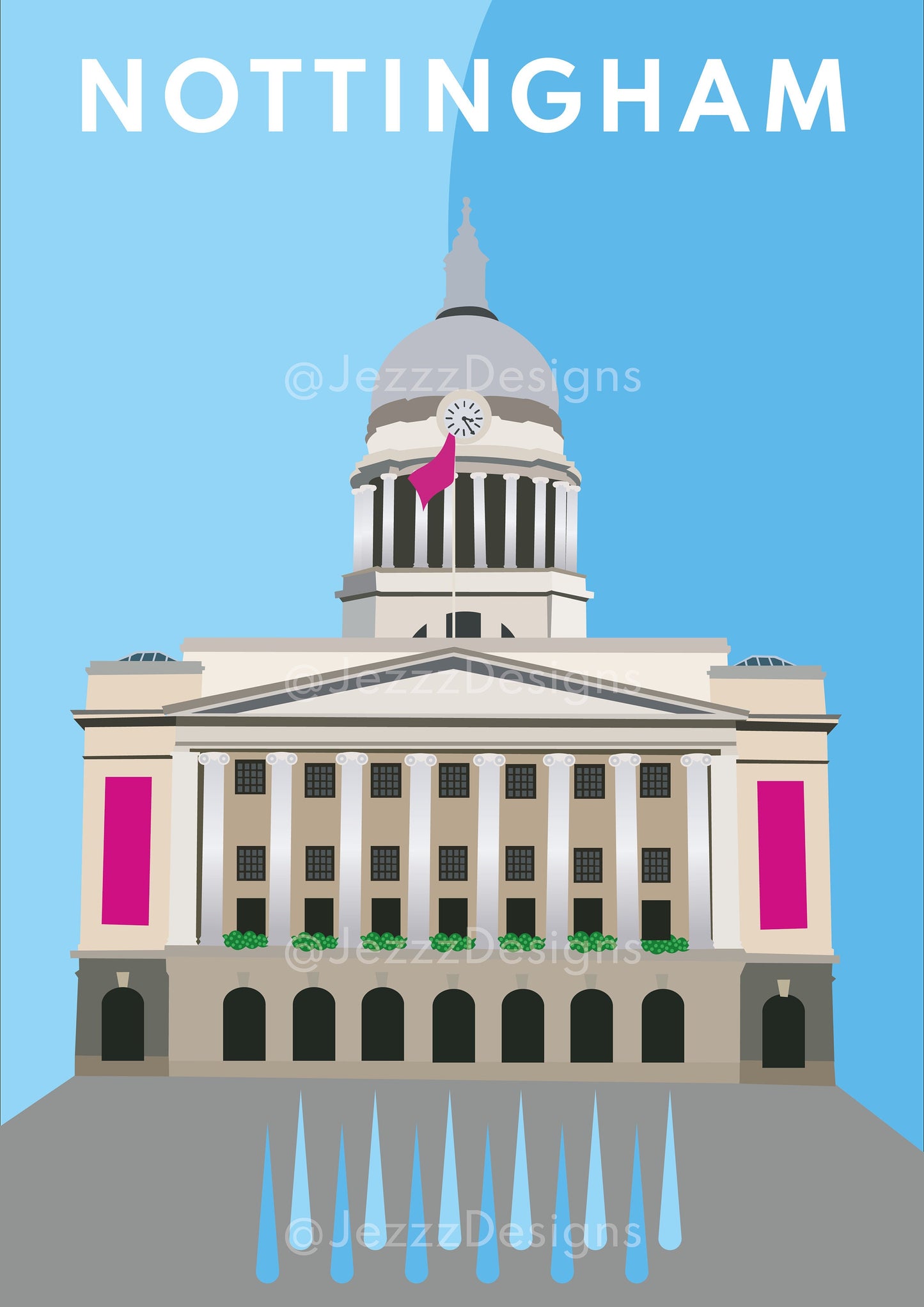 Nottingham City Center, Market Square - Art Print