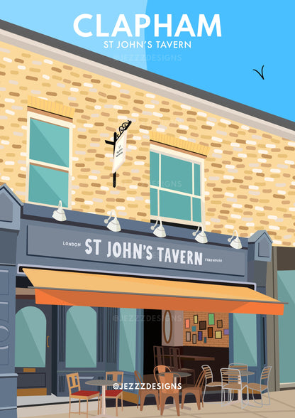 St Johns Tavern Pub - Clapham Junction, Art Print